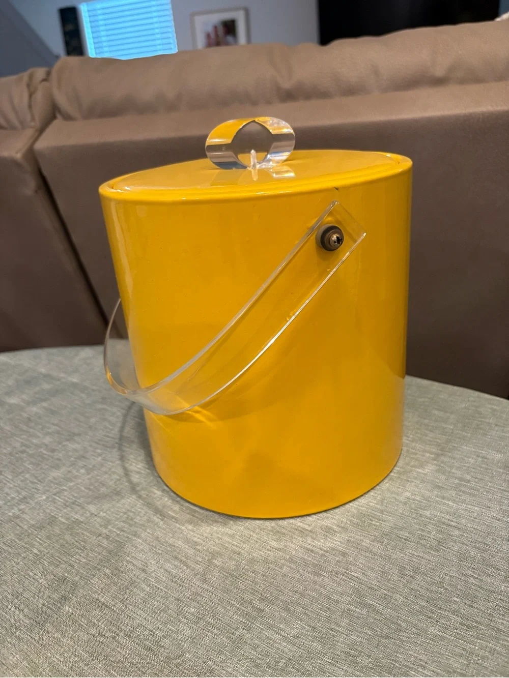 Vintage MCM Golden Yellow Lucite Ice Bucket.